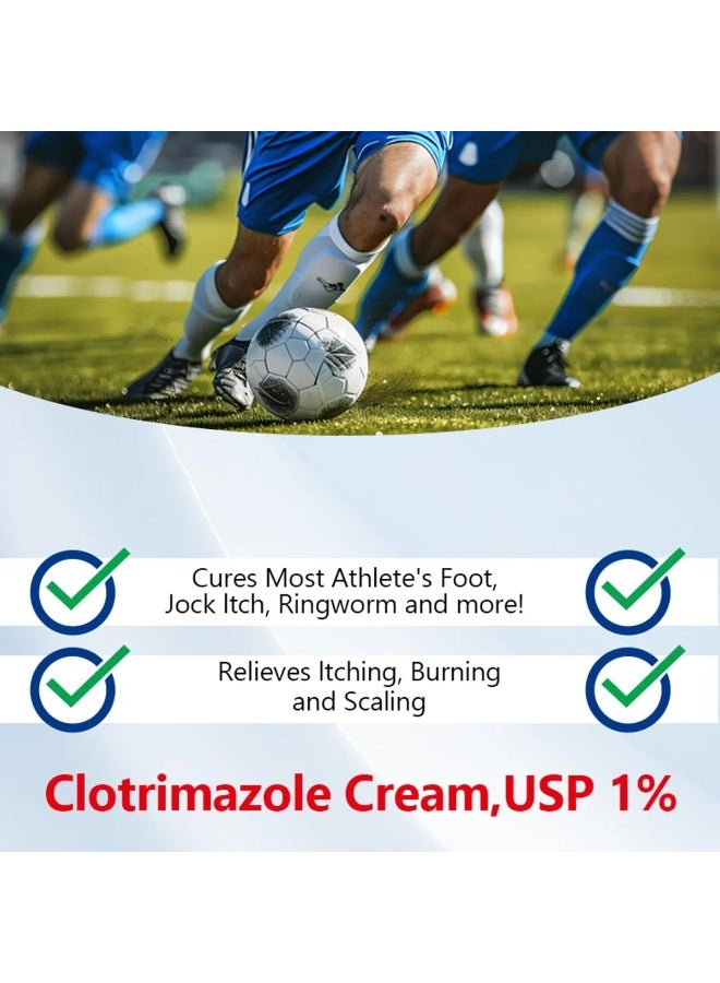 DERMFREE Clotrimazole Cream Athlete Foot Cream Jock Itch and Ringworm Cream Relieve Itching Burning Cracking & Scaling Clotrimazole Antifungal Cream Body Cream Athletes Foot Ointment Anti Fungal Cream 60g - Image 3
