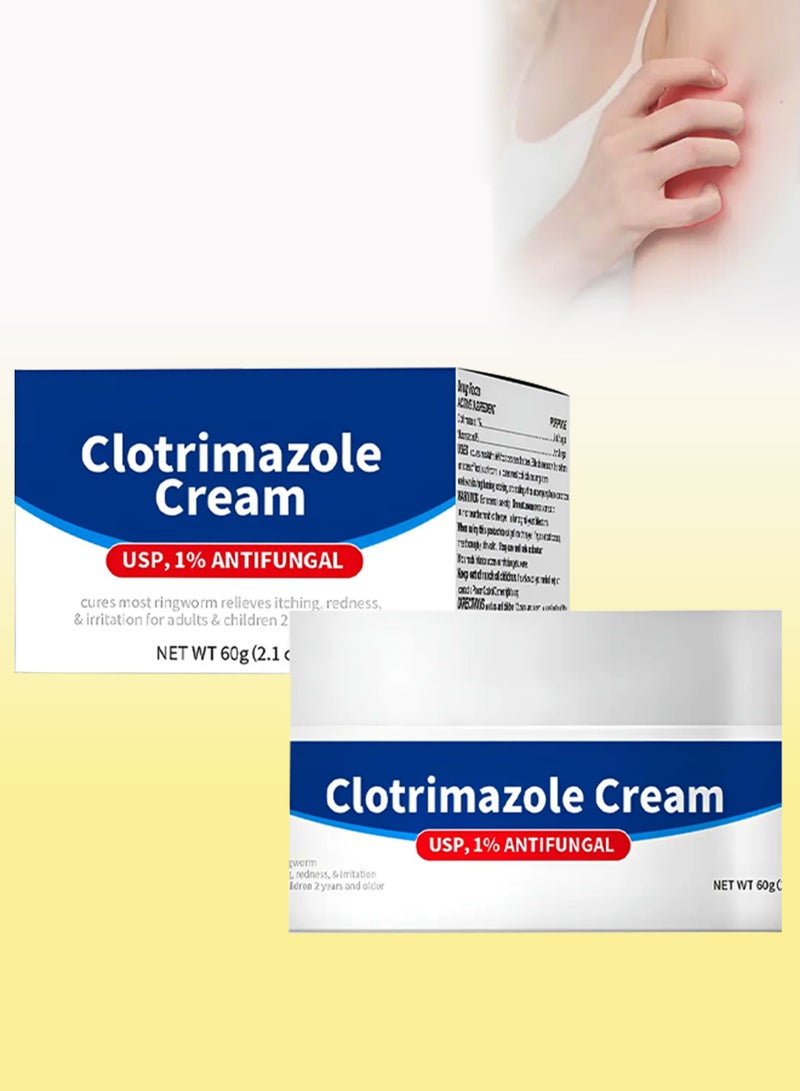 DERMFREE Clotrimazole Cream Athlete Foot Cream Jock Itch and Ringworm Cream Relieve Itching Burning Cracking & Scaling Clotrimazole Antifungal Cream Body Cream Athletes Foot Ointment Anti Fungal Cream 60g - Image 1
