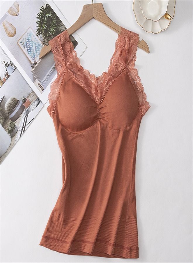 Loquat Body Beautifying V-neck Base Vest Orange