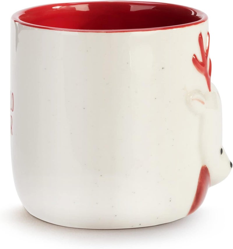 DEMDACO ديمداكو مرحبًا غزال كوب عيد الميلاد من الحجر الصحي 16 أونصة باللونين الأحمر والأبيض - Image 4