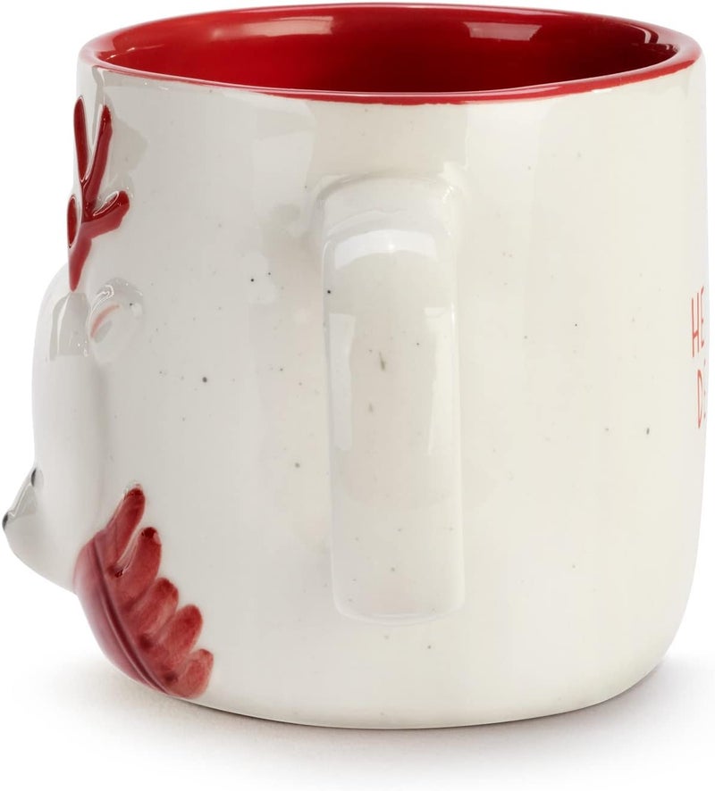 DEMDACO ديمداكو مرحبًا غزال كوب عيد الميلاد من الحجر الصحي 16 أونصة باللونين الأحمر والأبيض - Image 3