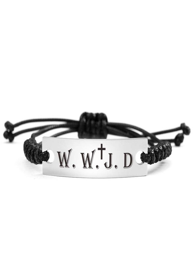 SOUSYOKYO WWJD bracelet What Would Jesus Do Christian Rope ID Jewelry Stainless Steel Gifts - Image 1