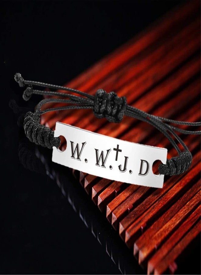 SOUSYOKYO WWJD bracelet What Would Jesus Do Christian Rope ID Jewelry Stainless Steel Gifts - Image 3