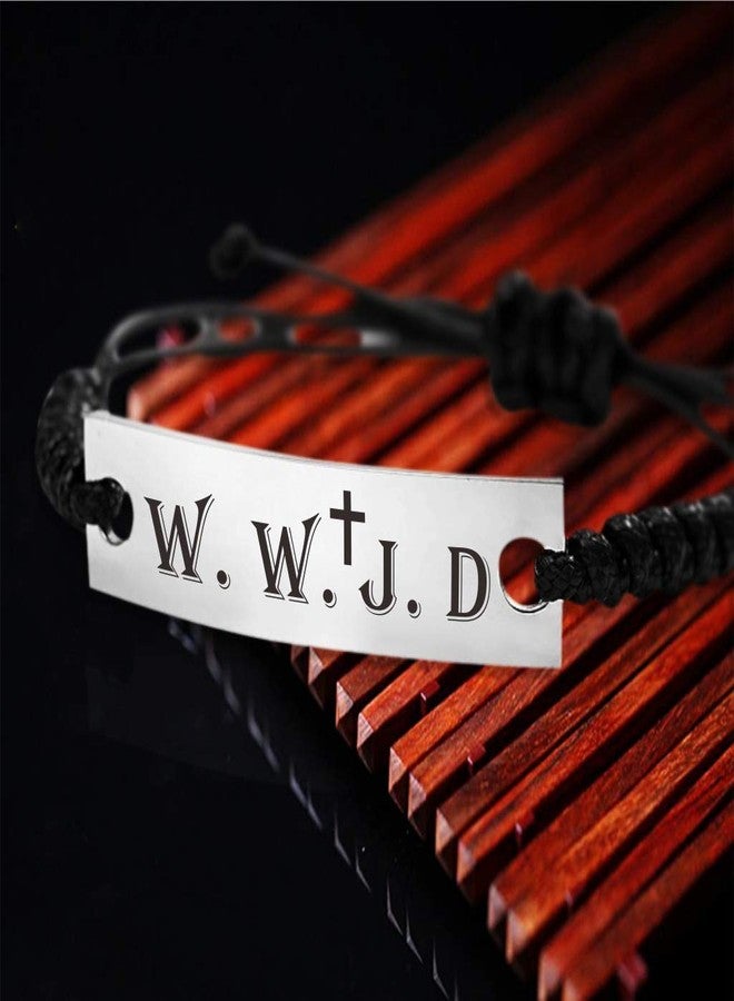 SOUSYOKYO WWJD bracelet What Would Jesus Do Christian Rope ID Jewelry Stainless Steel Gifts - Image 4