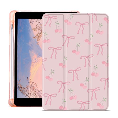 JOYLAND غطاء قوس قزح لطيف مع رباط كرز لجهاز iPad (A16) الجيل الحادي عشر 2025 11"/ iPad الجيل العاشر 2022 10.9" مع حامل قلم جميل برباط وردي مميز غطاء تلقائي الاستيقاظ/النوم قابل للطي ومضاد للصدمات - Image 1