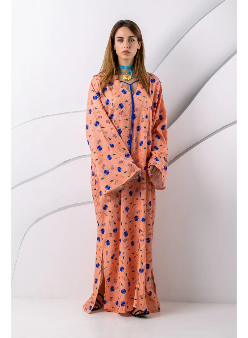 Reem Abayas Orange Sequin Kaftan
