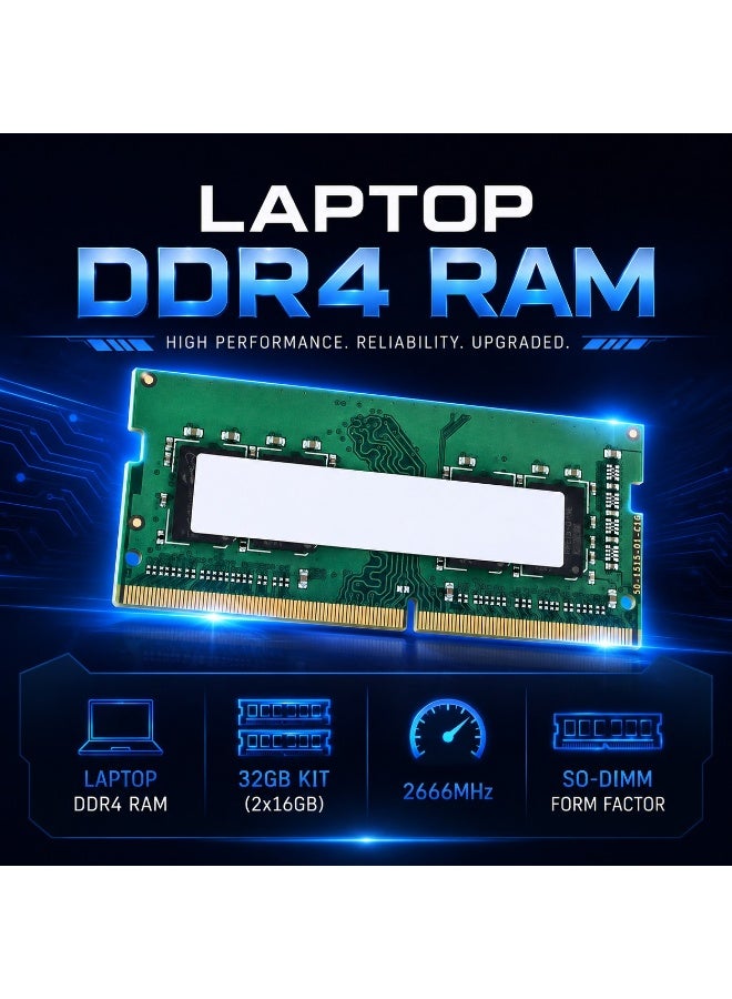 Integral RAM 32GB Kit (2x16GB) DDR4 2666MHz SODIMM Memory for Laptops and Notebooks - Image 2