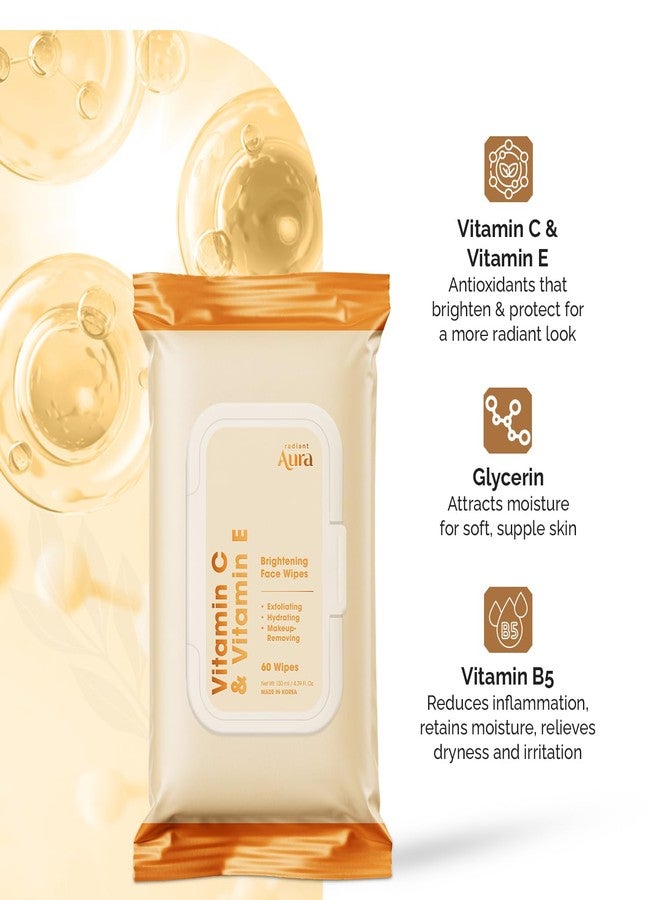 Radiant Aura Vitamin C & Vitamin E Face Wipes – Dermatologist Tested, Anti-Aging, Korean Skin Care – Removes Makeup, Hydrates, Softens The Look Of Fine Lines – Vegan, Clean Beauty – 240 Count - Image 3