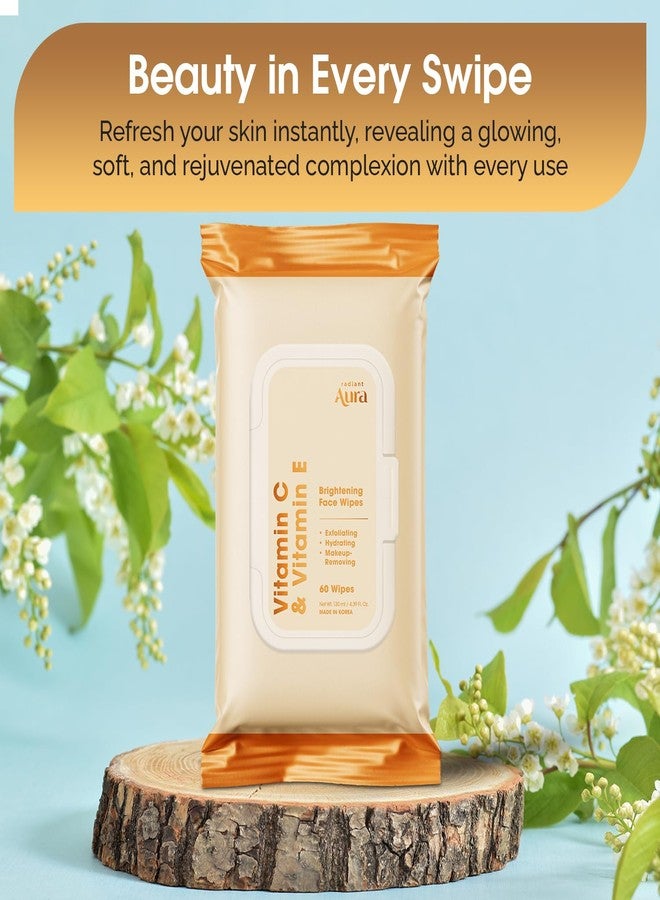 Radiant Aura Vitamin C & Vitamin E Face Wipes – Dermatologist Tested, Anti-Aging, Korean Skin Care – Removes Makeup, Hydrates, Softens The Look Of Fine Lines – Vegan, Clean Beauty – 240 Count - Image 2