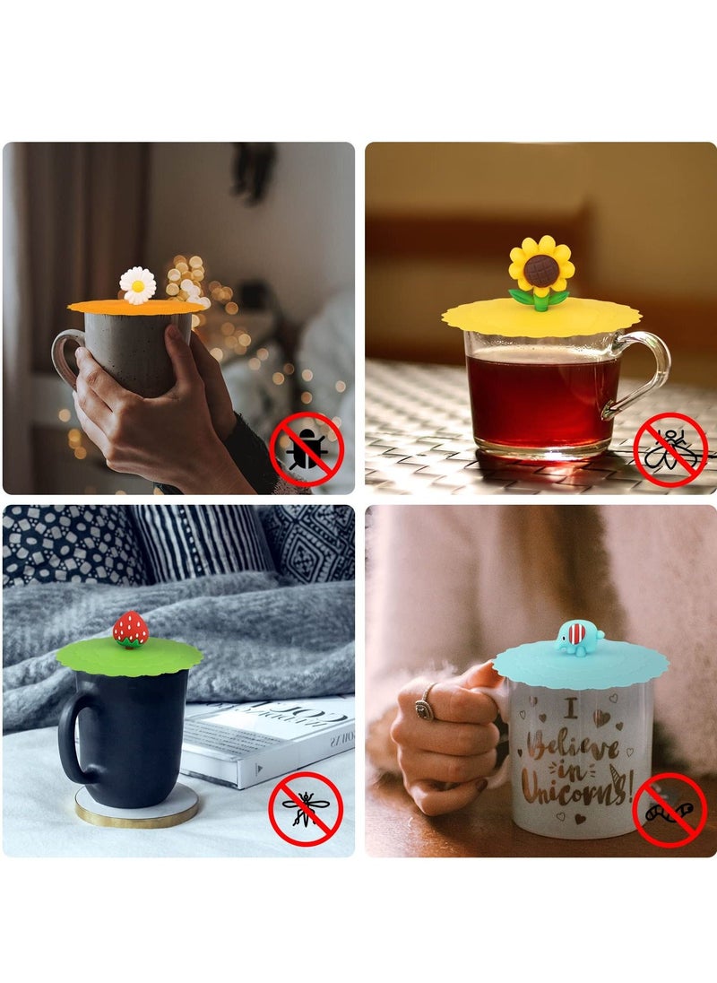 SYOSI - Silicone Cup Lids Mug Cover, 8 Colorful Silicone Cup Lids - Reusable, Anti-Dust, and Perfect for Any Cup or Mug! - Image 1
