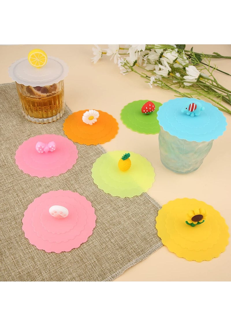 SYOSI - Silicone Cup Lids Mug Cover, 8 Colorful Silicone Cup Lids - Reusable, Anti-Dust, and Perfect for Any Cup or Mug! - Image 1