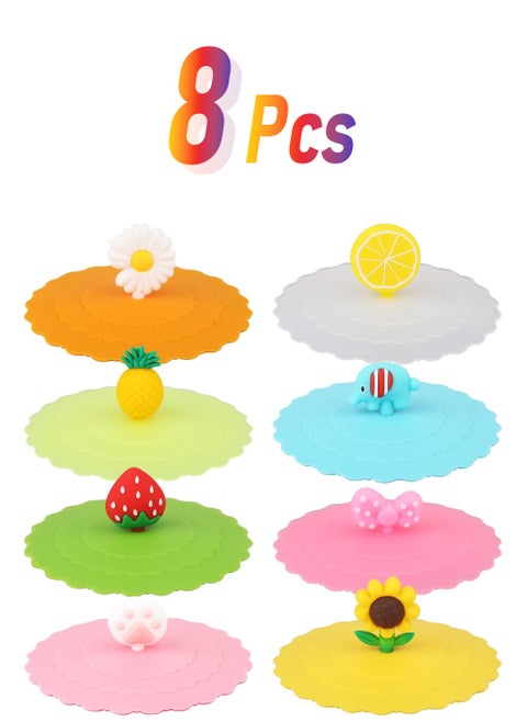Silicone Cup Lids Mug Cover, 8 Colorful Silicone Cup Lids - Reusable, Anti-Dust, and Perfect for Any Cup or Mug!