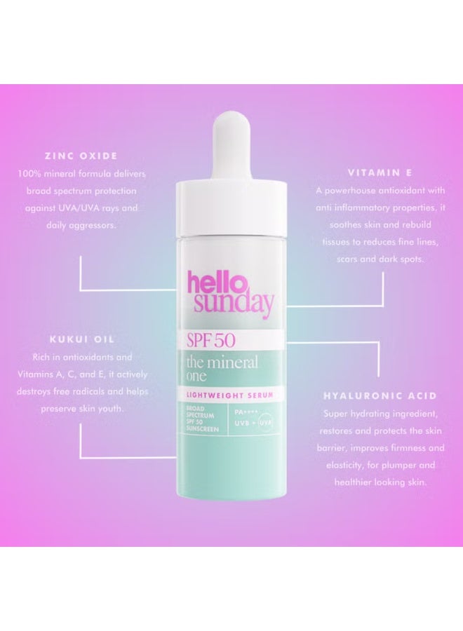 Hello Sunday The Mineral One Lightweight Serum with Hyaluronic Acid SPF50 30ml - Image 3