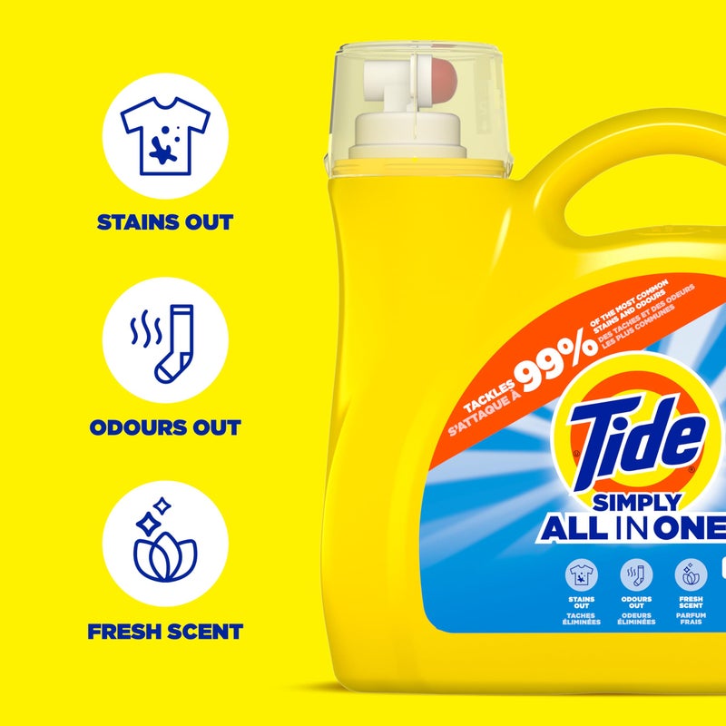 Tide Simply All-In-One Liquid Laundry Detergent, Refreshing Breeze Scent, 128 Loads, 168 fl oz - Image 2