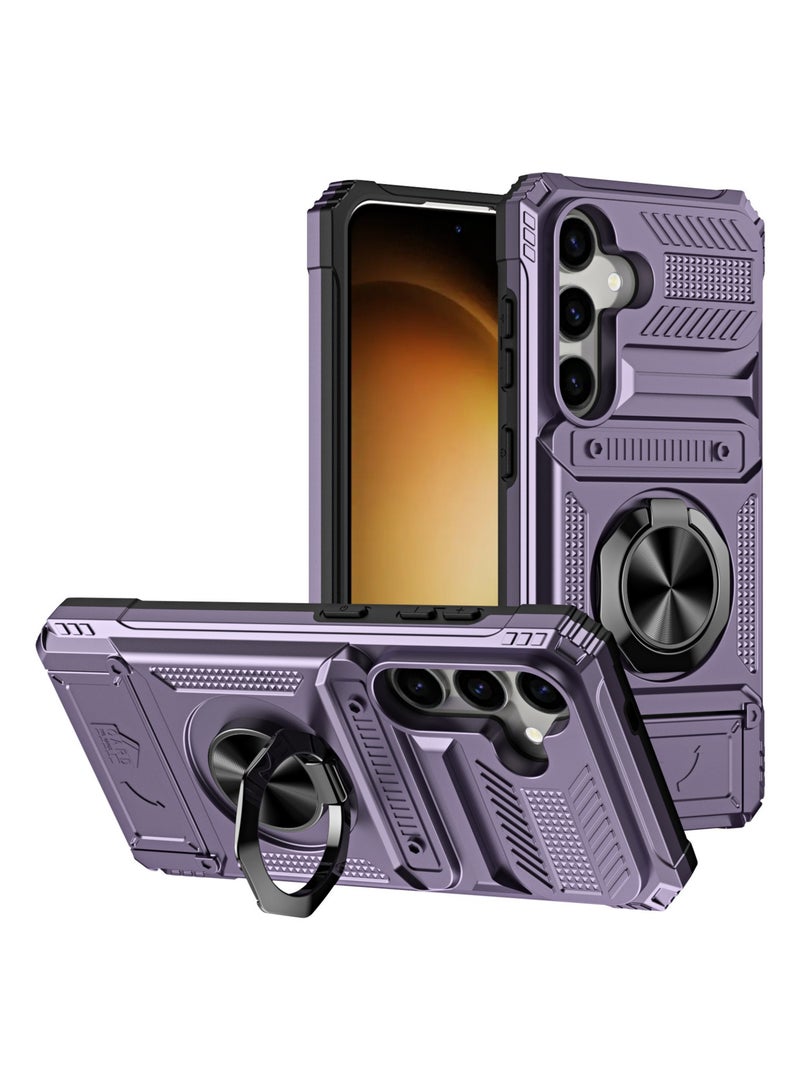 General For Samsung Galaxy A35 5G Case with Card Holder [Store 2 Cards] + 360° Magnetic Rotated Ring Kickstand, Dual Layer Heavy Duty Shockproof Wallet Case Cover for Men&Women, 6.6 Inch  - Image 1