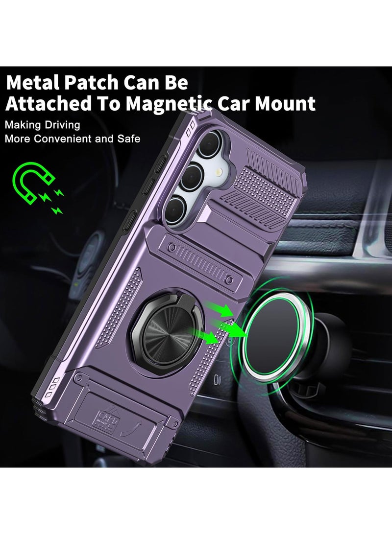 General For Samsung Galaxy A35 5G Case with Card Holder [Store 2 Cards] + 360° Magnetic Rotated Ring Kickstand, Dual Layer Heavy Duty Shockproof Wallet Case Cover for Men&Women, 6.6 Inch  - Image 4