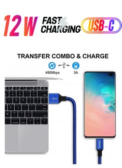 [16ft/5m Extra Long USB C Cable, USB-A 2.0 to USB Type C Cable Fast Charging Nylon Braided Charger Cord for USB-C Phone & Tablet, Blue