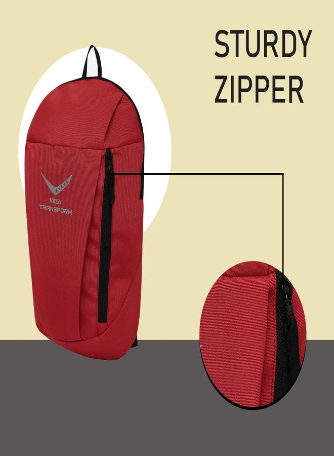 Vicky Transform Backpack 10L Polyester Lightweight Travel 2 Pockets Sports Swimming Outdoor General Purpose Bag Fitness for Men & Women (Red) - Image 4