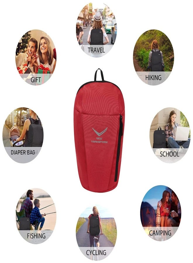 Vicky Transform Backpack 10L Polyester Lightweight Travel 2 Pockets Sports Swimming Outdoor General Purpose Bag Fitness for Men & Women (Red) - Image 5