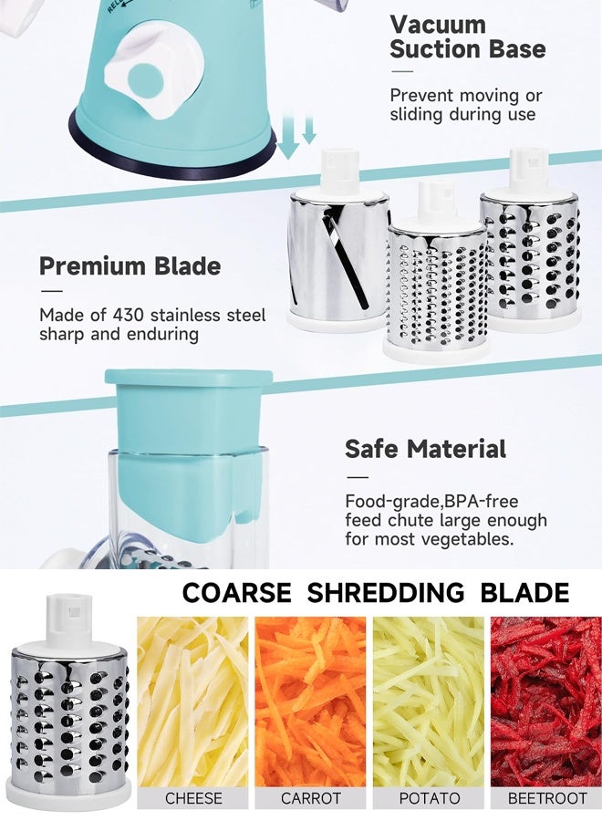 Multifunctional vegetable chopper, slicer and dicer tool, fruit chopper with replaceable blades, slicer set for home kitchen, 3-in-1 drum fruit and vegetable chopper - Image 4