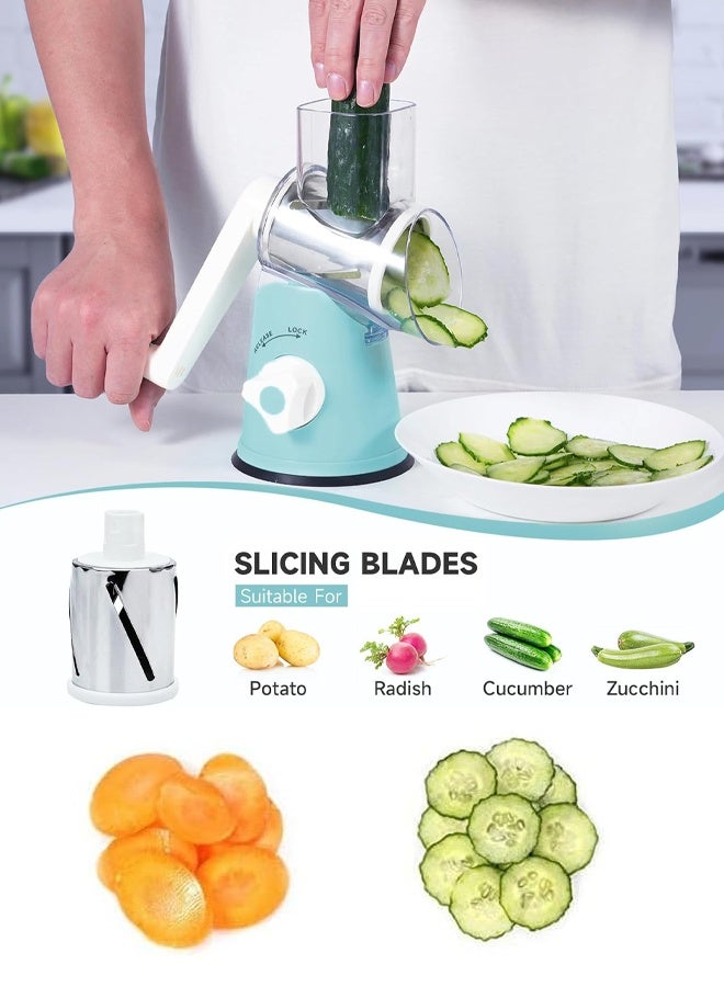 Multifunctional vegetable chopper, slicer and dicer tool, fruit chopper with replaceable blades, slicer set for home kitchen, 3-in-1 drum fruit and vegetable chopper - Image 5