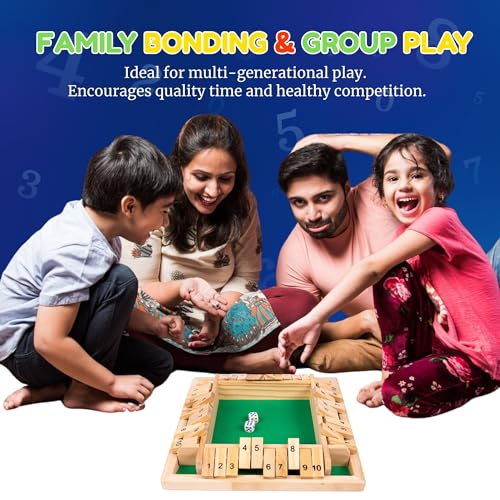 FROZINA Wooden Shut The Box Game for Kids and Adults | 4-Player Family Game with Dice and Numbered Flaps | Educational Math Board with Felt Base Games for Home or Travel Use - Image 3