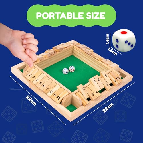 FROZINA Wooden Shut The Box Game for Kids and Adults | 4-Player Family Game with Dice and Numbered Flaps | Educational Math Board with Felt Base Games for Home or Travel Use - Image 5