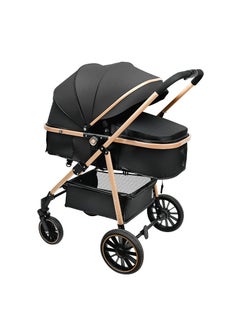 Newborn stroller 2 in 1 Convertible Baby Stroller, Folding High Landscape Infant Carriage, Bassinet Stroller, Foldable Aluminum Alloy Pushchair with Adjustable Backrest and Adjustable Direction.