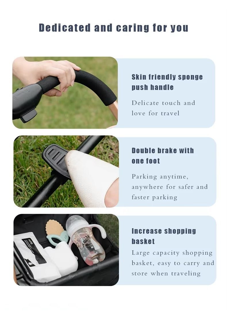 Generic - Newborn stroller 2 in 1 Convertible Baby Stroller, Folding High Landscape Infant Carriage, Bassinet Stroller, Foldable Aluminum Alloy Pushchair with Adjustable Backrest and Adjustable Direction. - Image 1