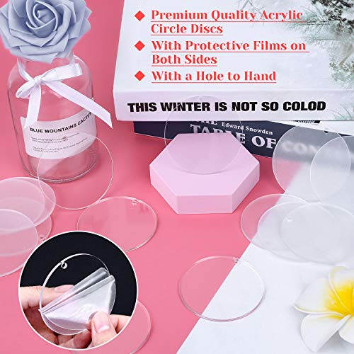 Audab Acrylic Keychain Blanks - 30 Pcs, 2.5 Inch, Clear, Round with Hole for Engraving, DIY Projects, Art Crafts - Image 2