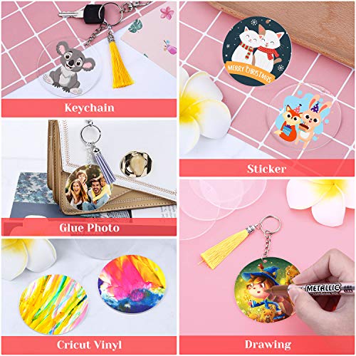 Audab Acrylic Keychain Blanks - 30 Pcs, 2.5 Inch, Clear, Round with Hole for Engraving, DIY Projects, Art Crafts - Image 5