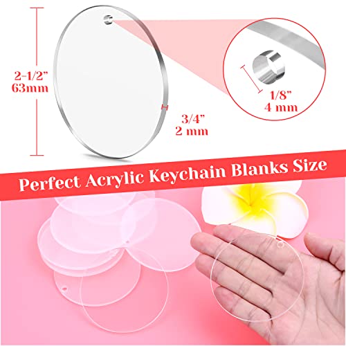 Audab Acrylic Keychain Blanks - 30 Pcs, 2.5 Inch, Clear, Round with Hole for Engraving, DIY Projects, Art Crafts - Image 4