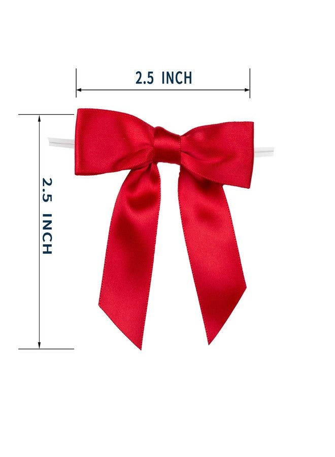 7Rainbows 30pcs Boutique 2.5" Red Satin Ribbon Twist Tie Bows for Tying Up Packages Gift Wrapping - Image 2
