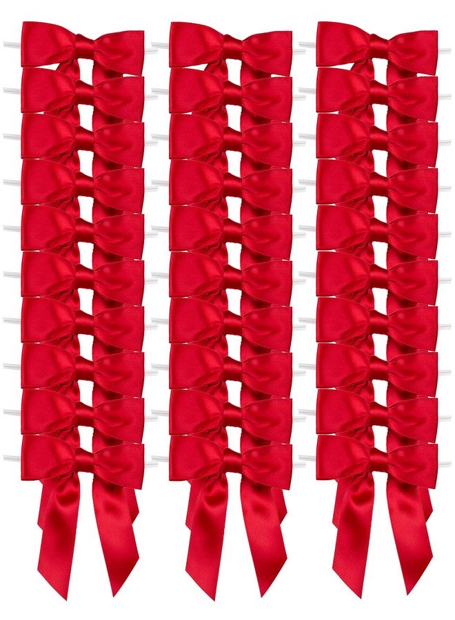 7Rainbows 30pcs Boutique 2.5" Red Satin Ribbon Twist Tie Bows for Tying Up Packages Gift Wrapping - Image 1