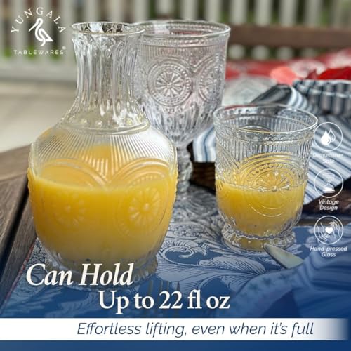 Yungala Vintage Bedside Water Carafe and Glass Set – Clear Glass 22oz - Image 4