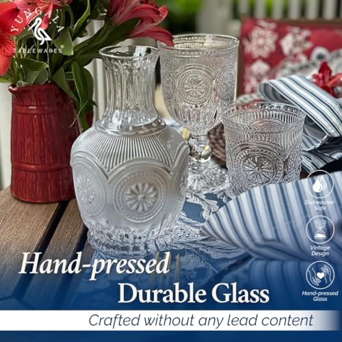 Yungala Vintage Bedside Water Carafe and Glass Set – Clear Glass 22oz - Image 5
