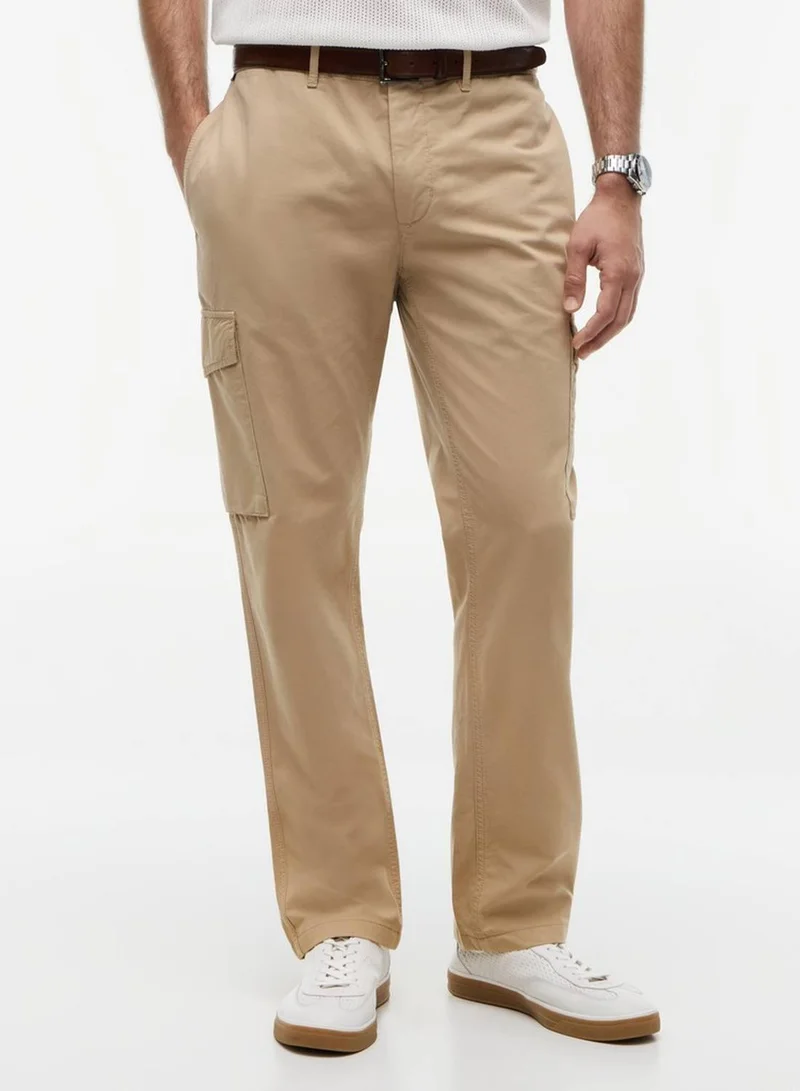 Tommy Hilfiger Sandalwood Denton Straight Leg Twill Cargo Trousers for Men | Best Price UAE