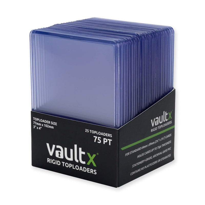 Vault X Toploaders 75pt, Trading Cards, Premium Extra Thick, 3" x 4" Seamless Rigid Card Holders, Hard Sleeves, Clear Protection for Collectible Card Games, Sports, TCG (25 Pack) - Image 1