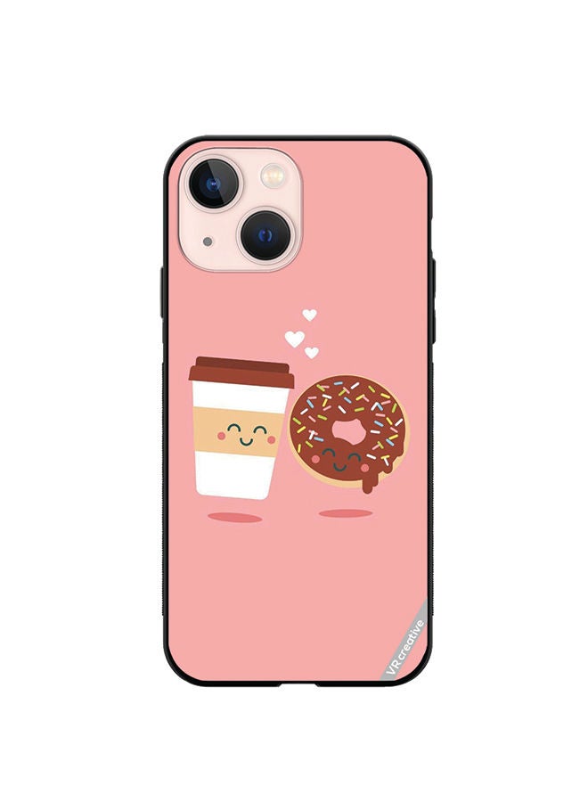 VR CREATIVE Protective Case Cover For Apple iPhone 14 Donut And Coffee Design Multicolour - Image 1