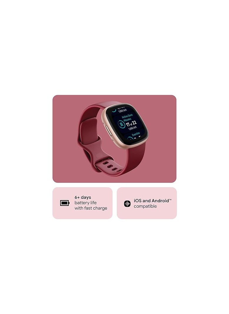 Generic Fitbit Versa 4 Fitness Watch (Beet Juice/Copper Rose Aluminium) with 6-Month Premium Membership  - Image 2