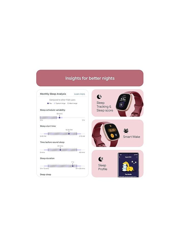 Generic Fitbit Versa 4 Fitness Watch (Beet Juice/Copper Rose Aluminium) with 6-Month Premium Membership  - Image 4