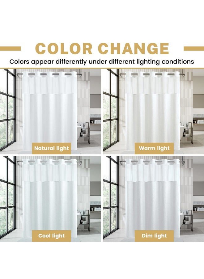 WONICY Extra Long No Hook Shower Curtain with Snap in Liner, Polyester Textured Shower Curtain with Liner Set, Waterproof Washable Hotel Style Shower Curtains for Bathroom, 71Wx86H, White - Image 5