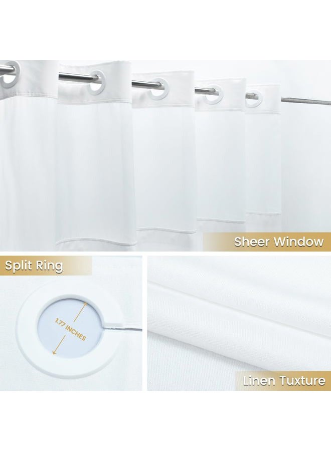 WONICY Extra Long No Hook Shower Curtain with Snap in Liner, Polyester Textured Shower Curtain with Liner Set, Waterproof Washable Hotel Style Shower Curtains for Bathroom, 71Wx86H, White - Image 3