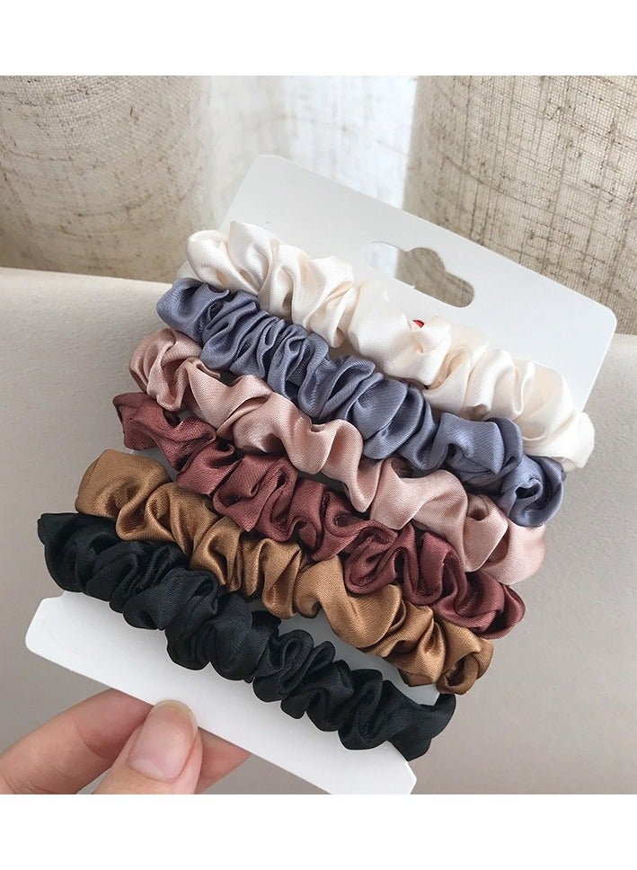 Ucanbe 6pcs Satin Chic Hair Ties - Soft Elastic Ponytail Holders with Solid Color Design - Perfect Hair Accessories for Women  - Image 1