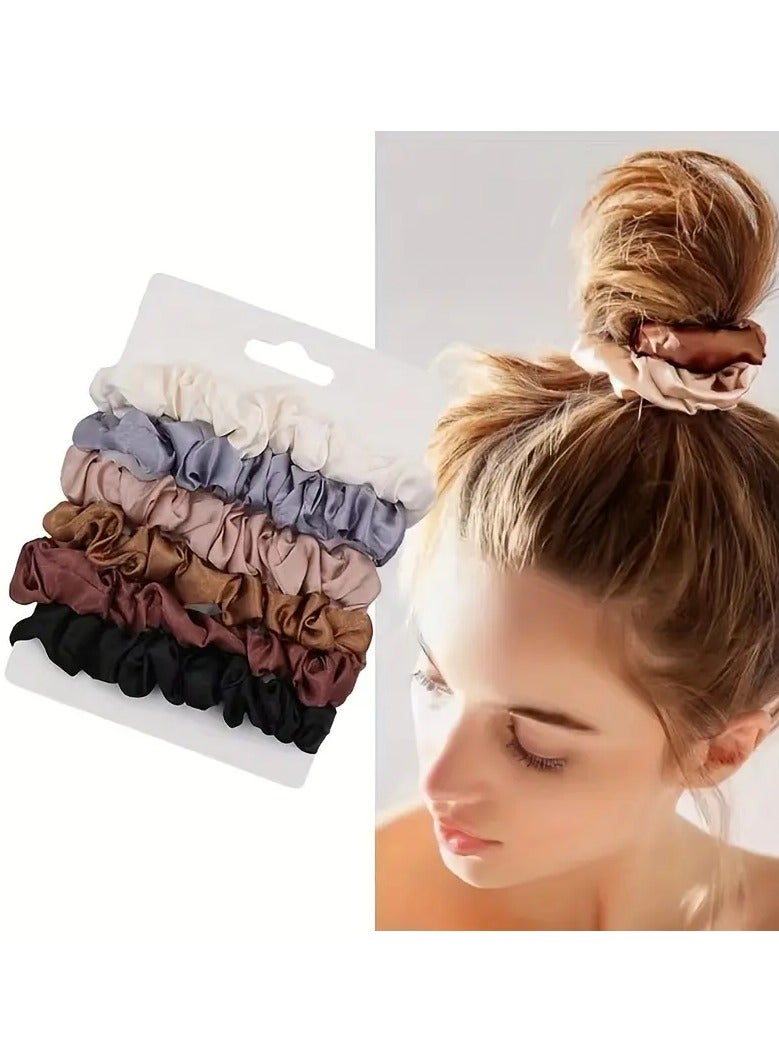 Ucanbe 6pcs Satin Chic Hair Ties - Soft Elastic Ponytail Holders with Solid Color Design - Perfect Hair Accessories for Women  - Image 5