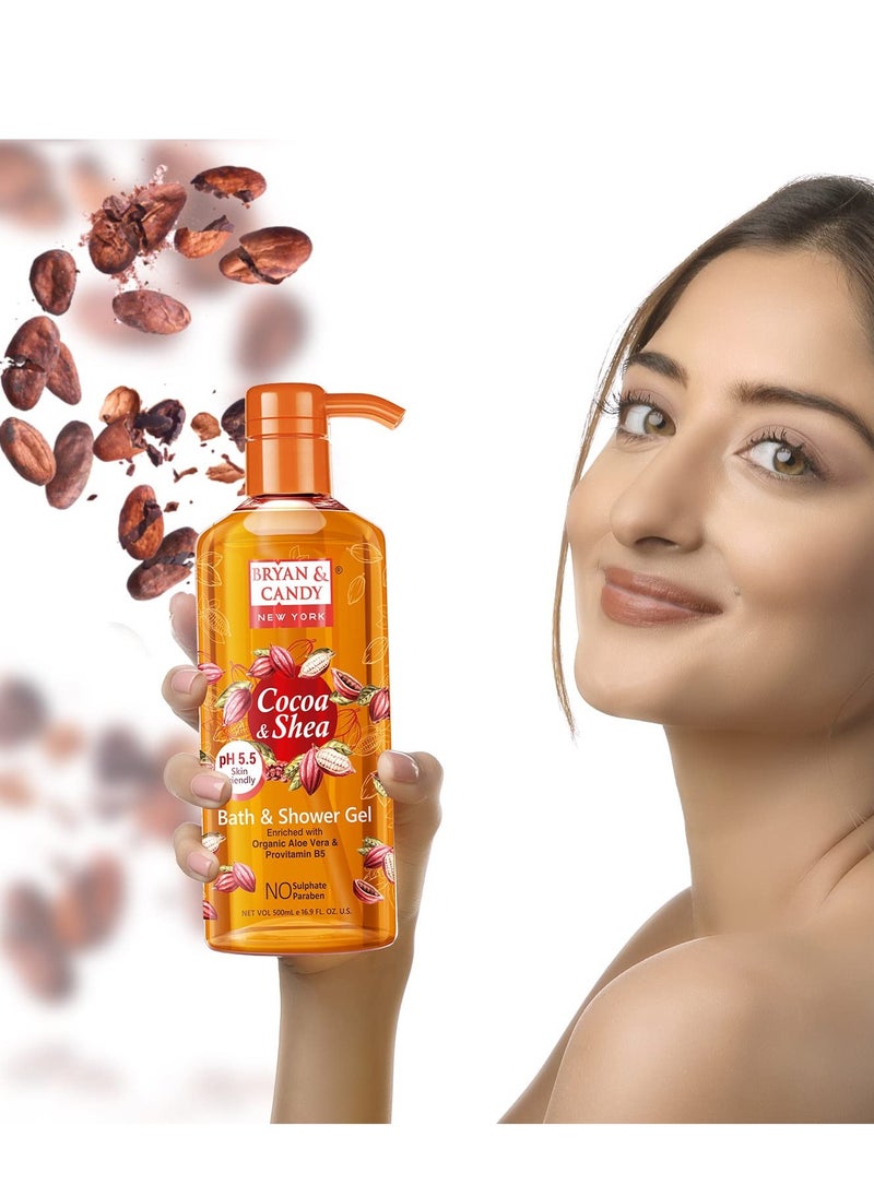BRYAN & CANDY Bryan And Candy Cocoa Shea Bath And Shower Gel Enriched with Organic Aloe Vera Pro Vitamin B5 Skin Friendly pH 5.5 All Skin Types 500Ml Pack of 1  - Image 2