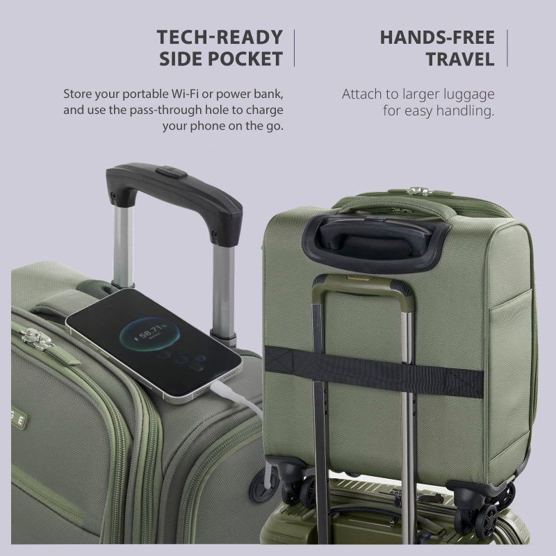 Verage Underseat Carry On Luggage with Wheels,14.5-Inch Spinner Small Suitcase, Softside Lightweight Travel Bag for Men and Women, Airplane Carry On Bag, Sage Green - Image 5