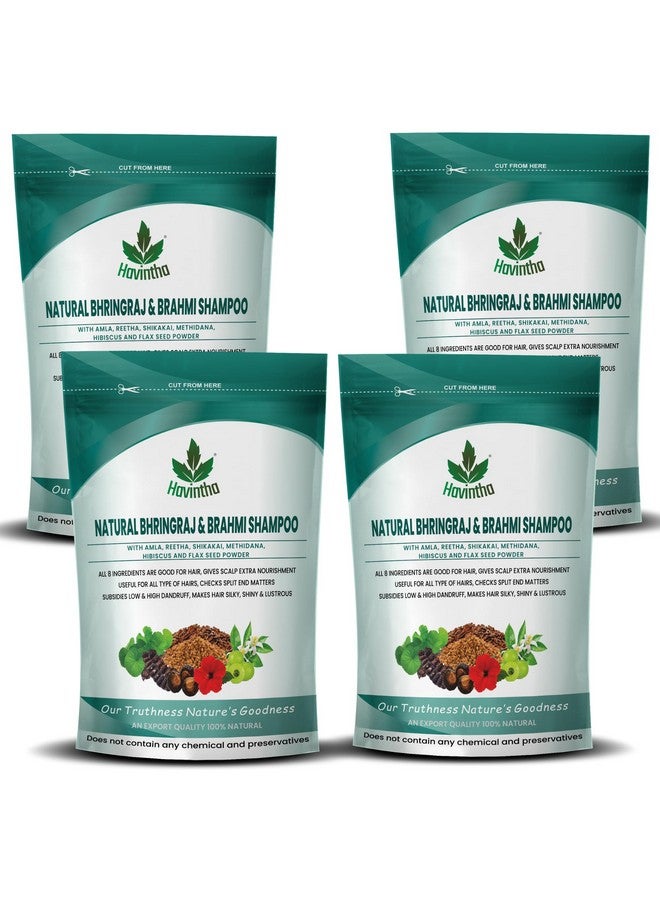 Havintha Natural Shampoo for Hair with Amla Reetha Shikakai Methidana Hibiscus Bhringraj Brahmi and Flax Seed Powder (227g (PACK OF 4)) - Image 1