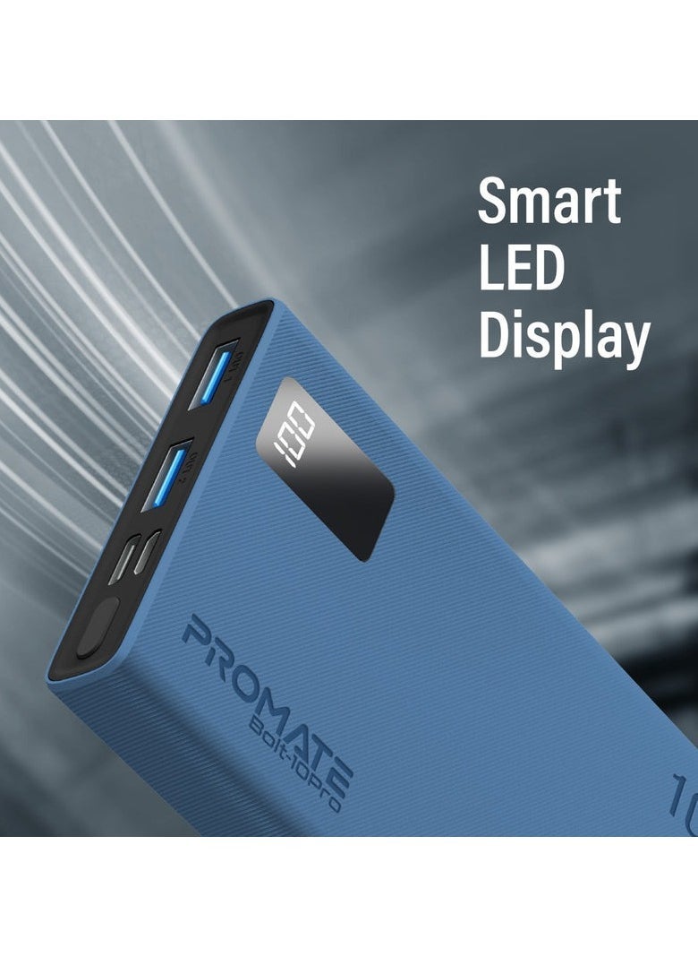 Promats Promate Bolt-10Pro 10000mAh Compact Smart Charging Power Bank with Dual USB-A & USB-C Output  - Image 4