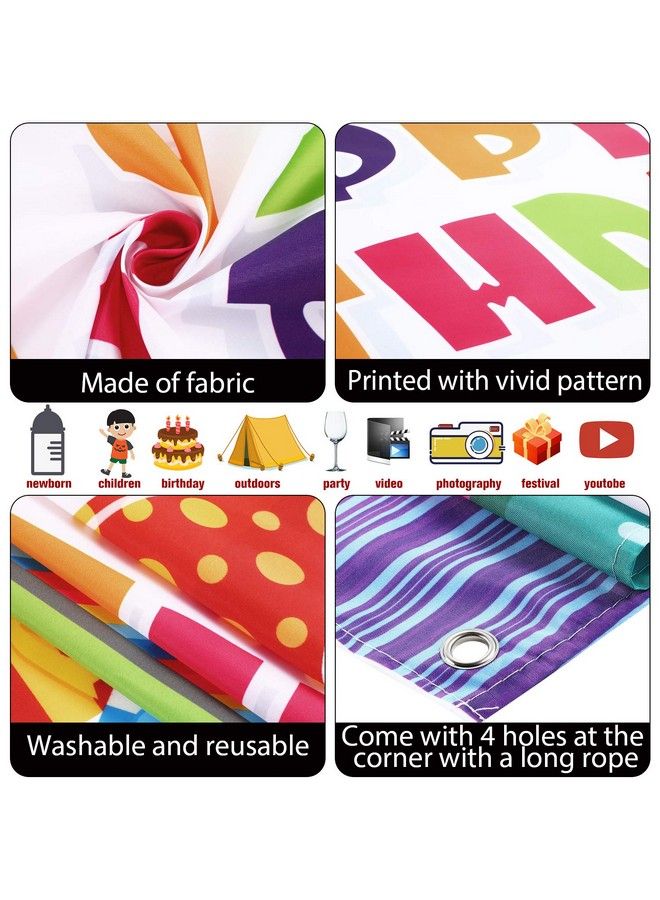 Blulu Kids Birthday Party Decorations Colorful Balloons Present Happy Birthday Door Cover Washable Fabric Backdrop Banner Background For Newborn Baby Shower Celebration Supplies 70.9 X 35.4 Inch - Image 4